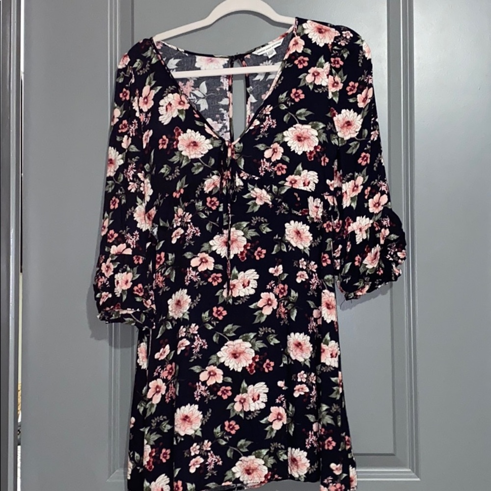 Black and pink floral dress